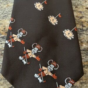 DISNEY MICKEY MOUSE GOLFER NECK TIE, Brown, CERVANTES, 54", VINTAGE